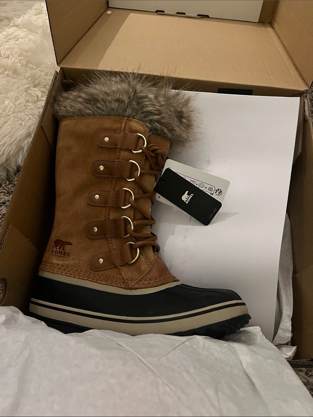 Sorel ladies Waterproof Brown Suede Lace-Up Boot with Faux Fur Collar - Picture 10 of 10